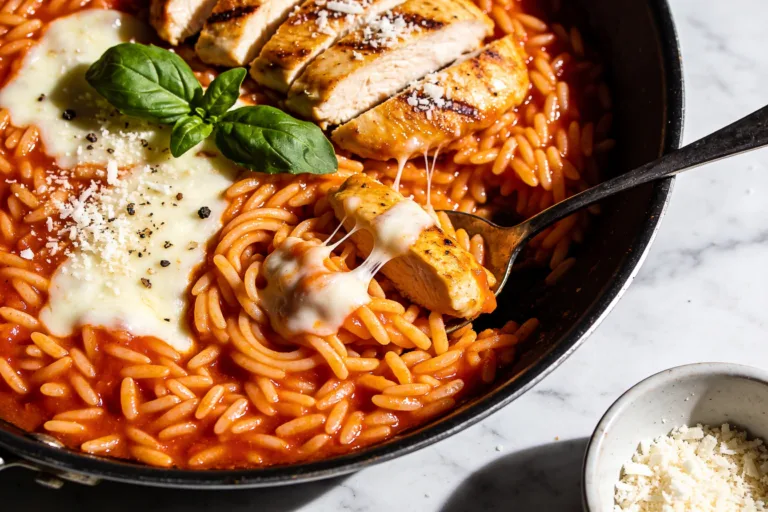 High Protein Chicken Parmesan Orzo