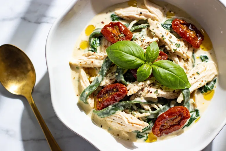High Protein Crockpot Sun-Dried Tomato Chicken