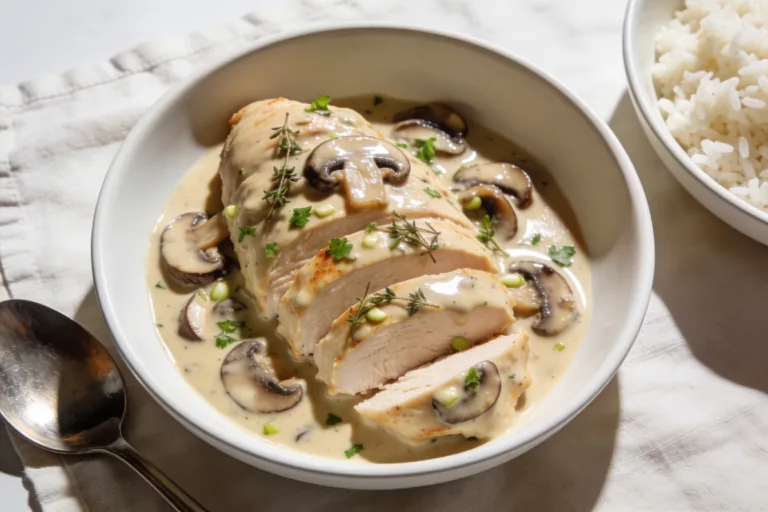 High Protein Crockpot Mushroom Chicken
