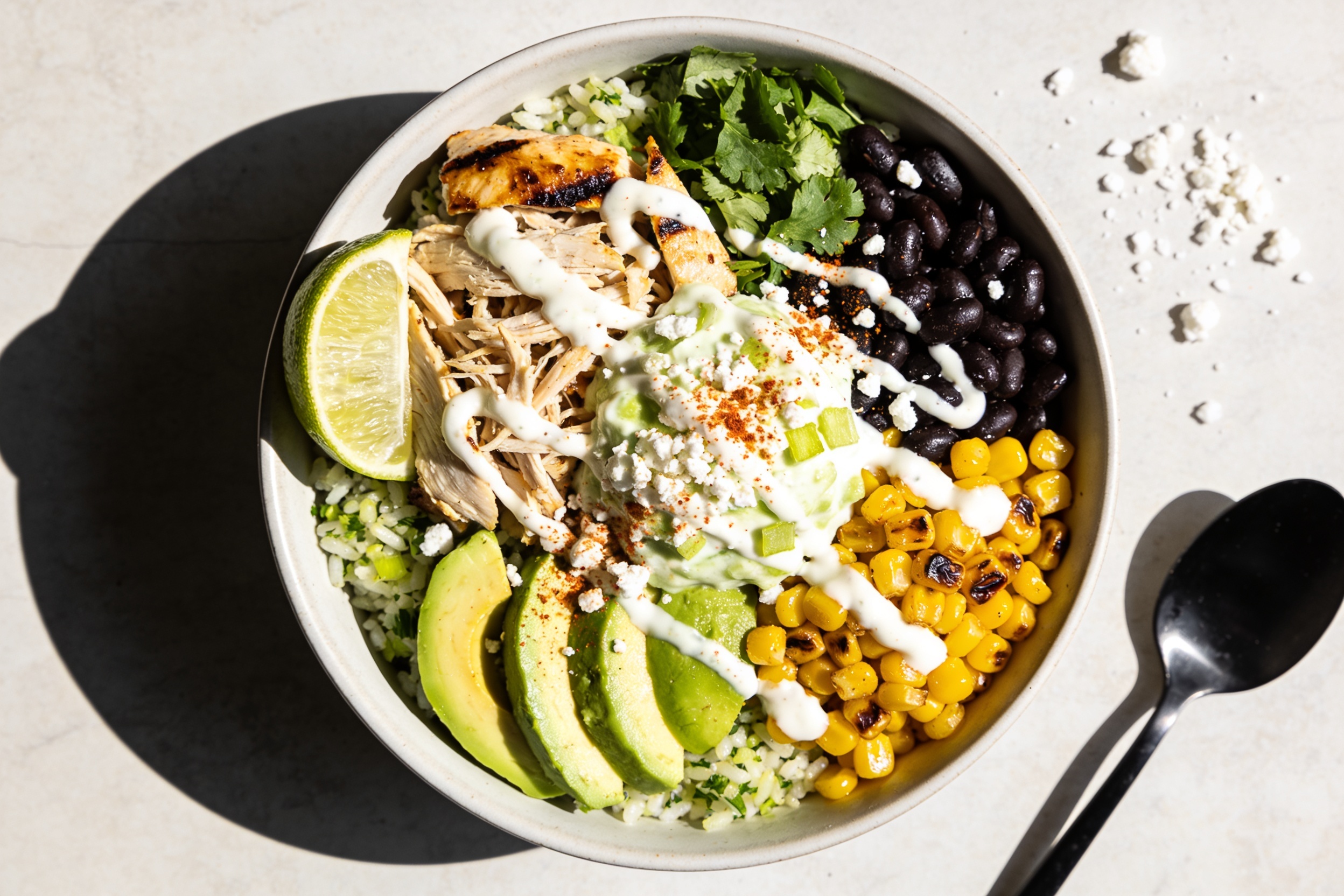 High Protein Rotisserie Chicken Street Corn Bowls