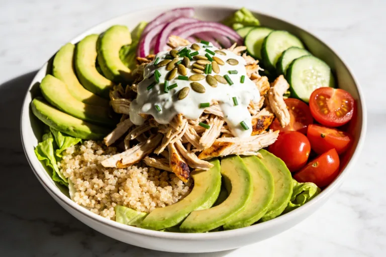 High Protein Rotisserie Chicken Ranch Bowls