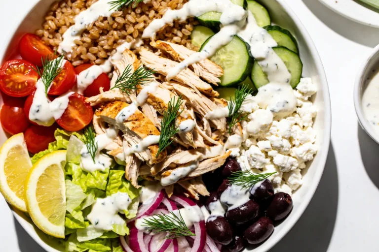 High Protein Rotisserie Chicken Greek Bowls