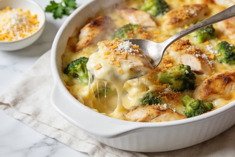 High Protein Rotisserie Chicken Broccoli Casserole
