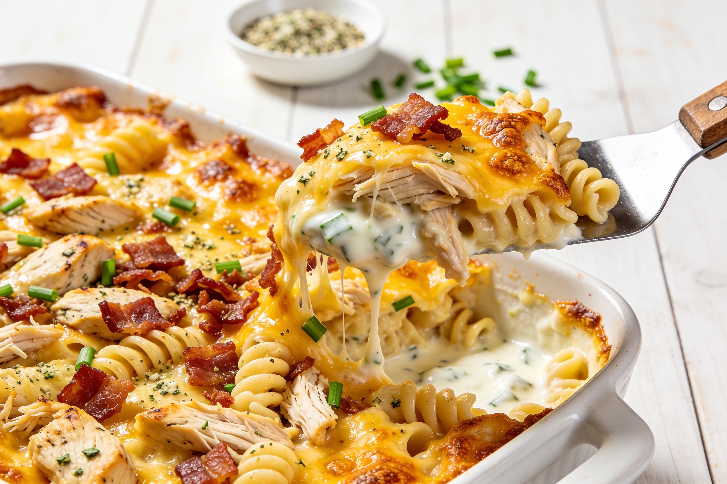 High Protein Rotisserie Chicken Bacon Ranch Casserole