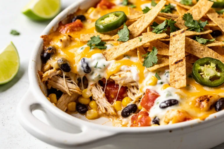 High Protein Rotisserie Chicken Taco Casserole