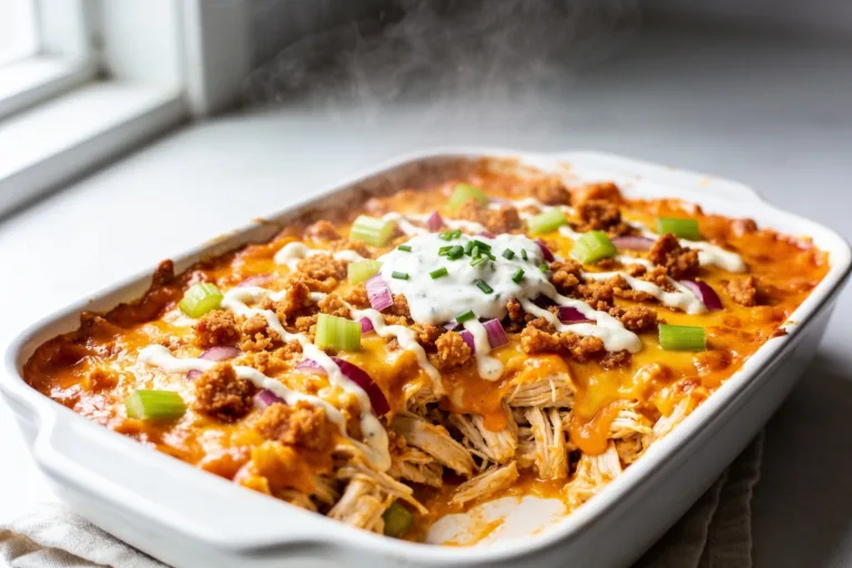 High Protein Rotisserie Chicken Buffalo Casserole