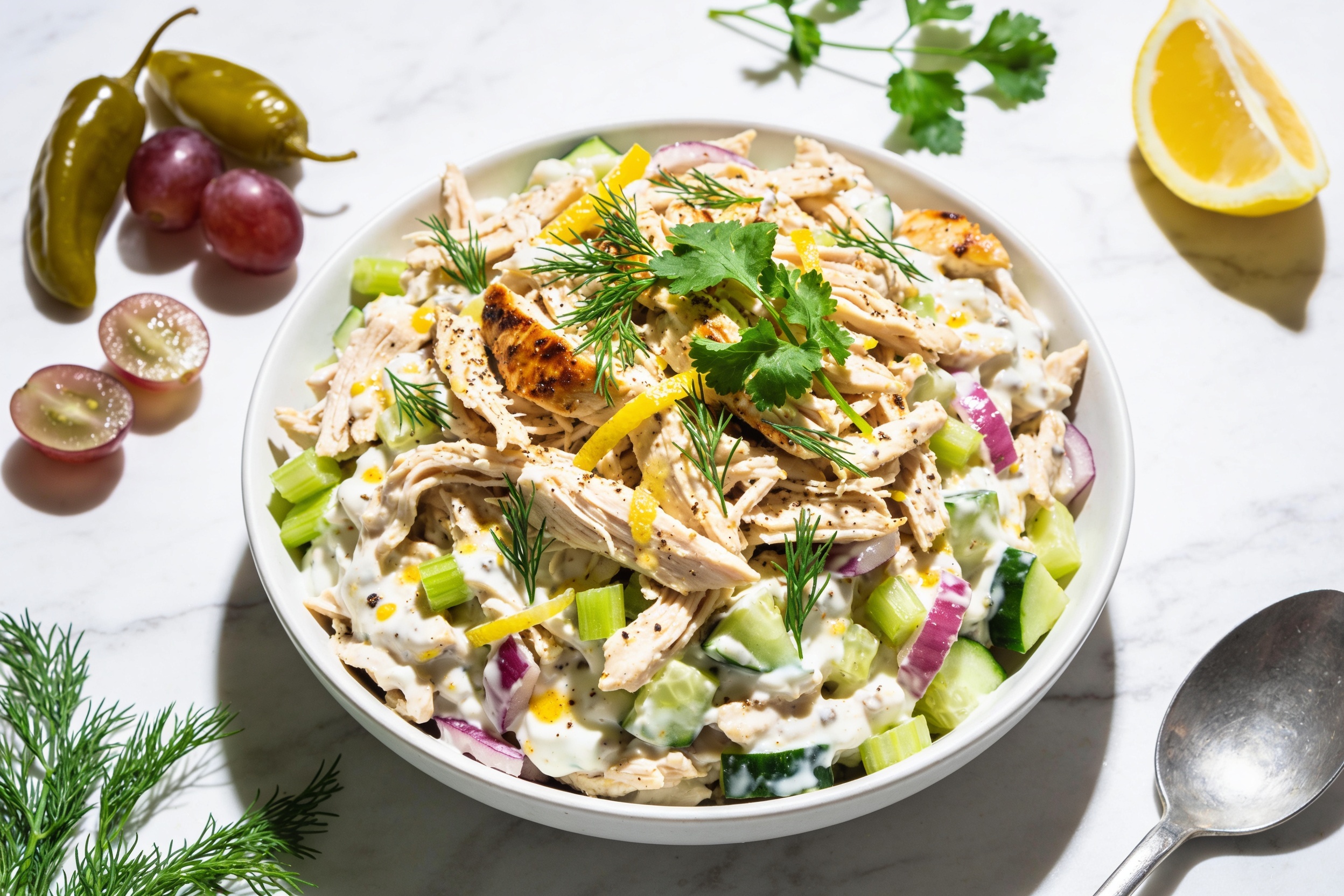 High Protein Rotisserie Chicken Greek Yogurt Salad
