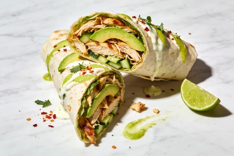 High Protein Rotisserie Chicken Avocado Wraps