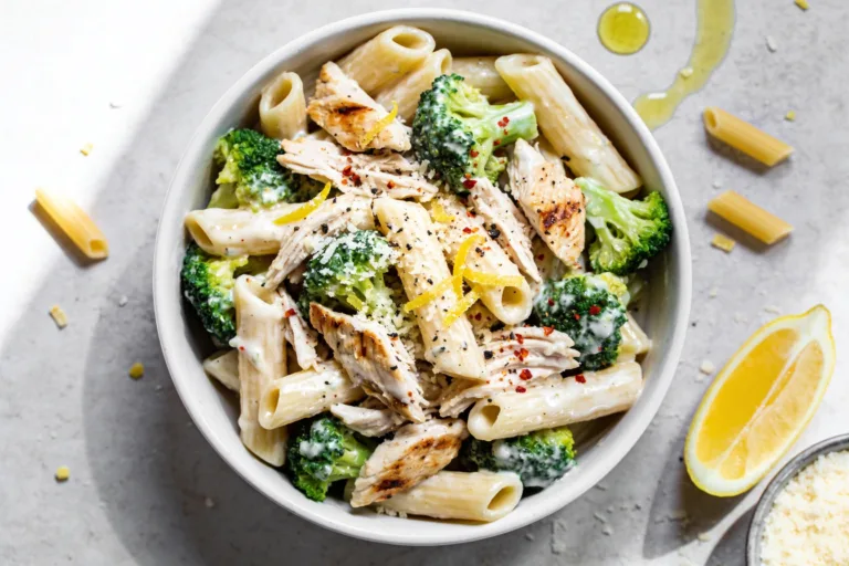 High Protein Rotisserie Chicken Broccoli Pasta