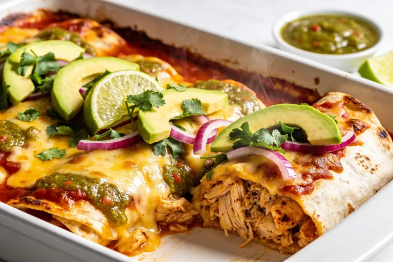 High Protein Rotisserie Chicken Enchiladas