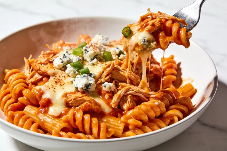 High Protein Rotisserie Chicken Buffalo Pasta