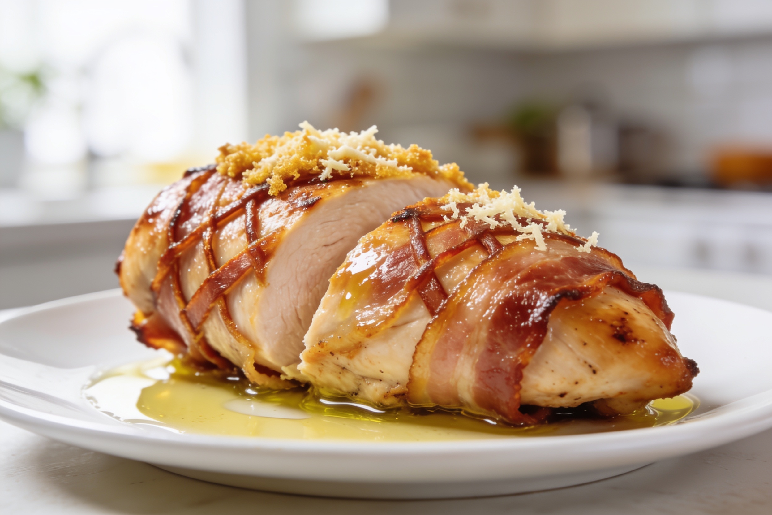 High Protein Air Fryer Bacon Wrapped Chicken Breast