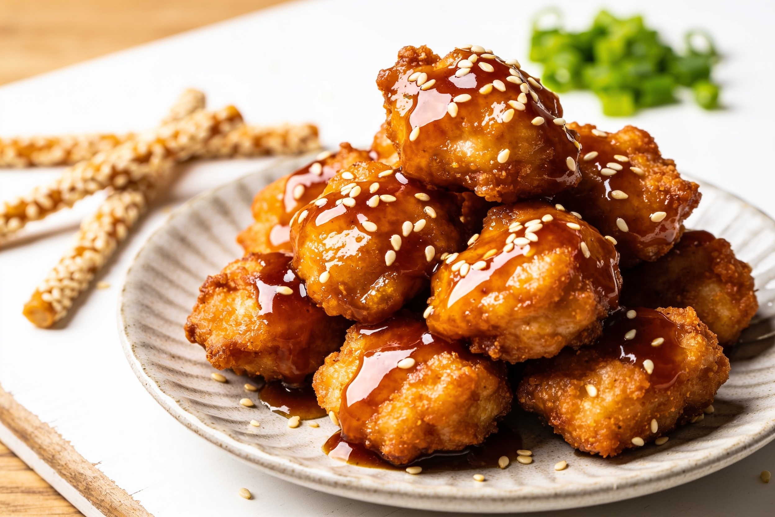 High Protein Air Fryer Honey Sesame Chicken