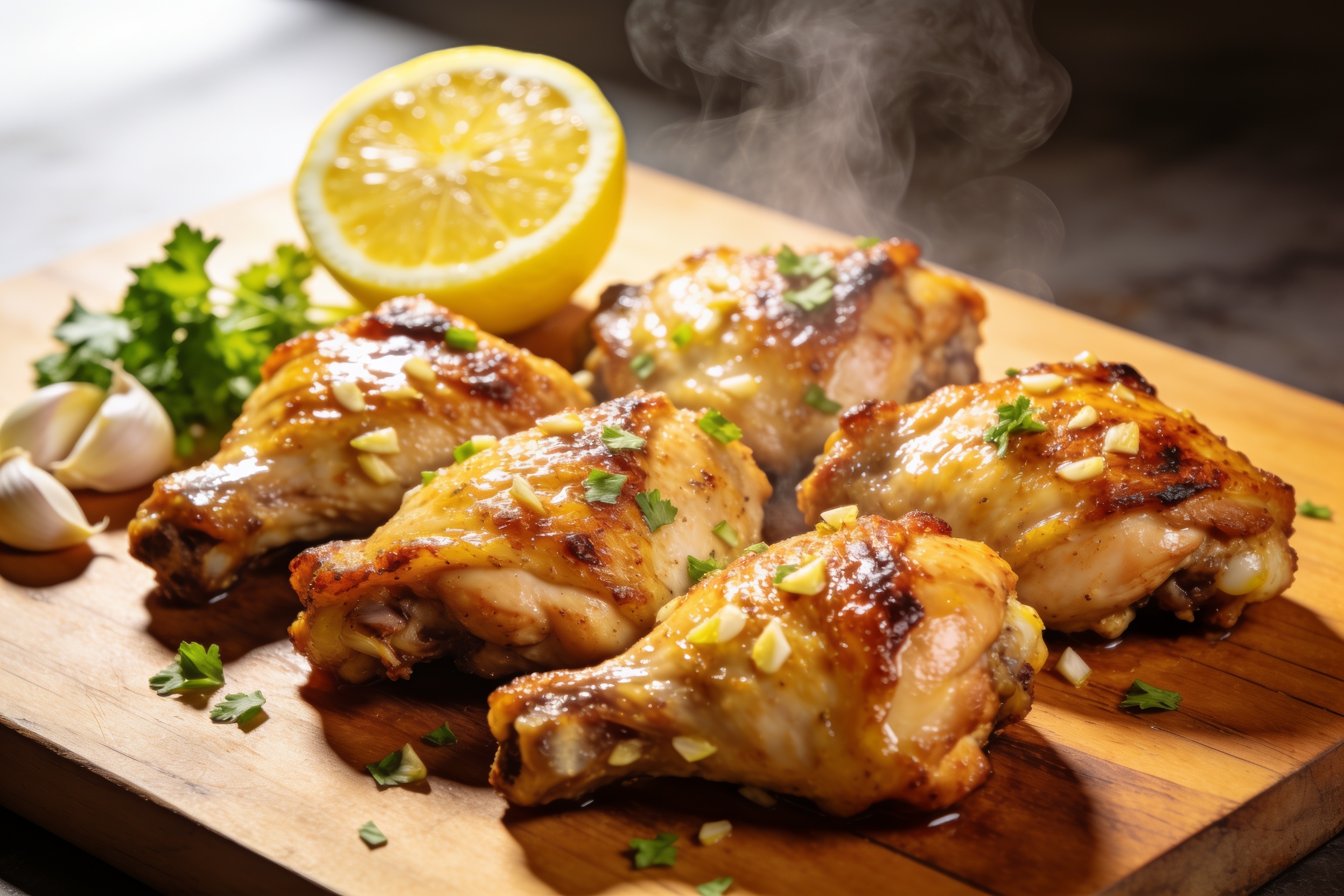 High Protein Lemon Garlic Chicken Thighs