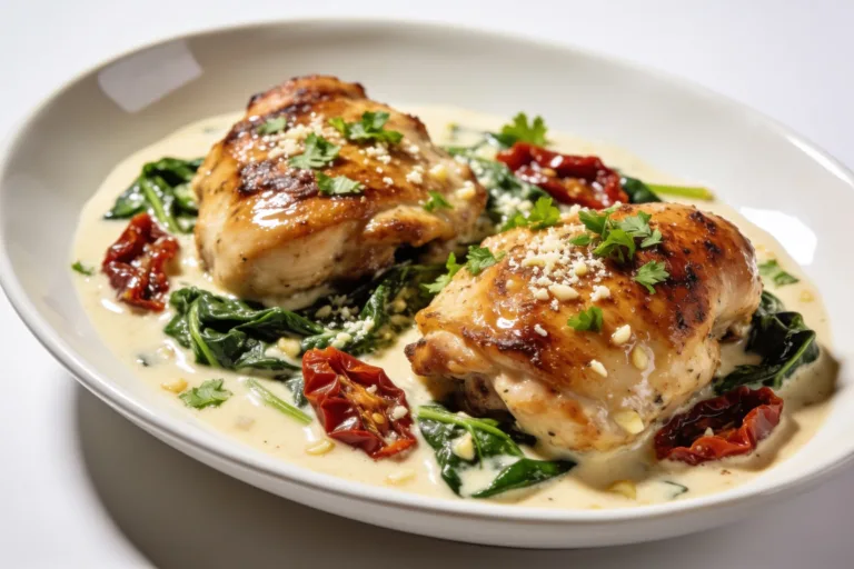 High Protein Creamy Tuscan Chicken Thighs