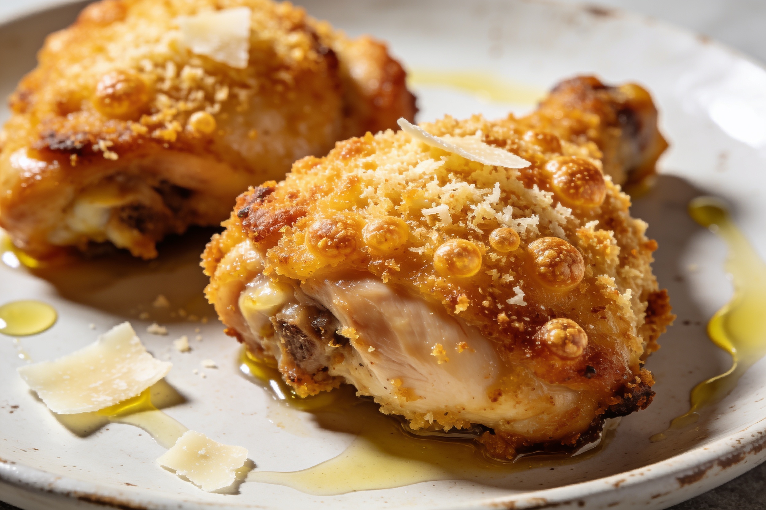 High Protein Parmesan Crusted Chicken Thighs